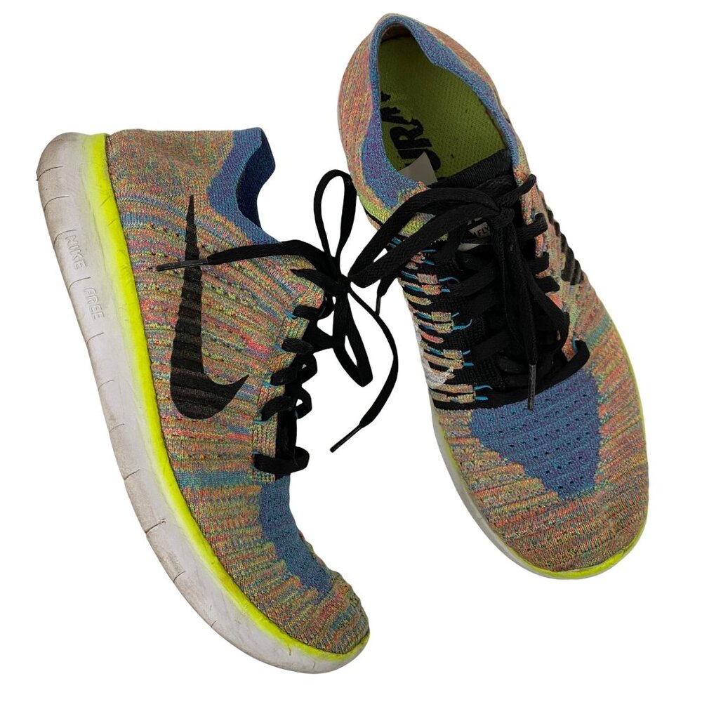 Nike Free RN Flyknit Multicolor Knit Running Shoes Athletic Sneakers Womens 9.5